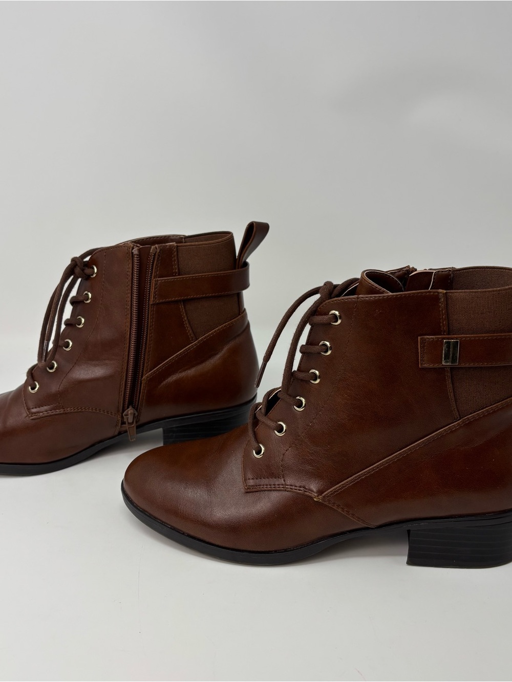 Kelly & Katie Jannicke Brown Lace Up Ankle Boots Zipper Booties Women's Size 8.5 - Picture 6 of 9